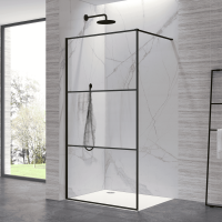 Душевая перегородка RGW WA-09B 1000, стекло Ribbed Line, профиль черный фото в интернет-магазине Русалия