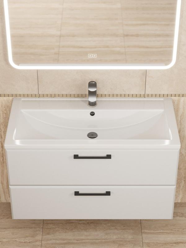 Тумба с раковиной для ванной Uperwood Foster New 90 см, подвесная, белая KFosterNEW90w