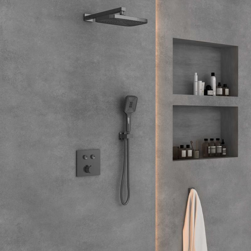 Душевой комплект VSFW-4211GM встраиваемый, 2 режима, вороненая сталь Vincea