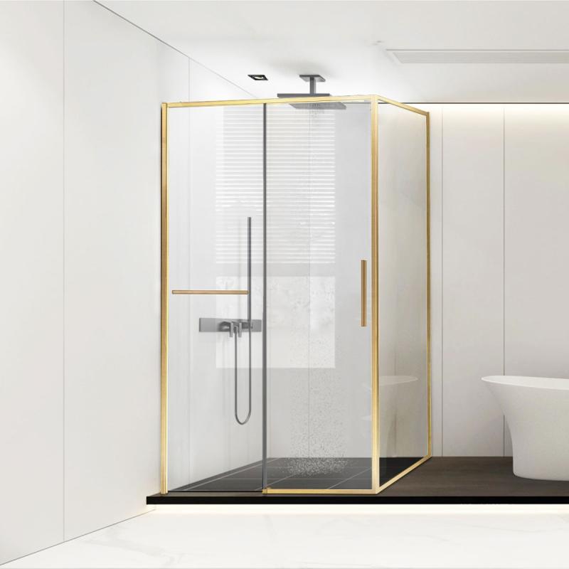 Душевой уголок Slim Soft VSR-1SS9011CLG, 1100*900, брашированное золото, стекло прозрачное Vincea