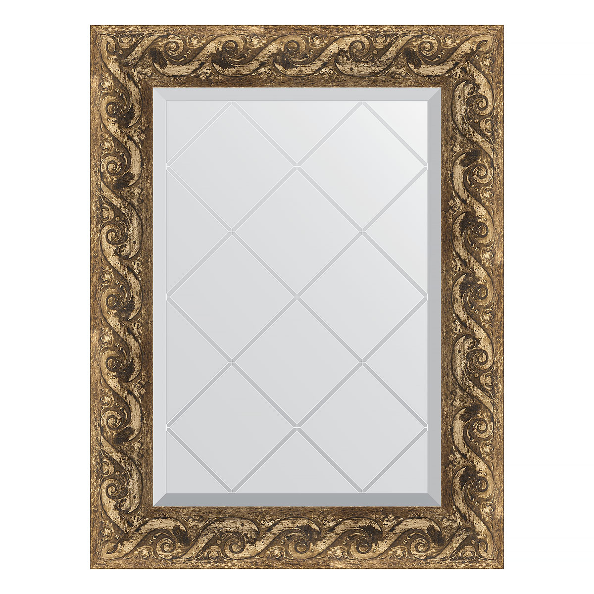 Зеркало настенное с гравировкой EVOFORM в багетной раме фреска, 56х73 см, BY 4012