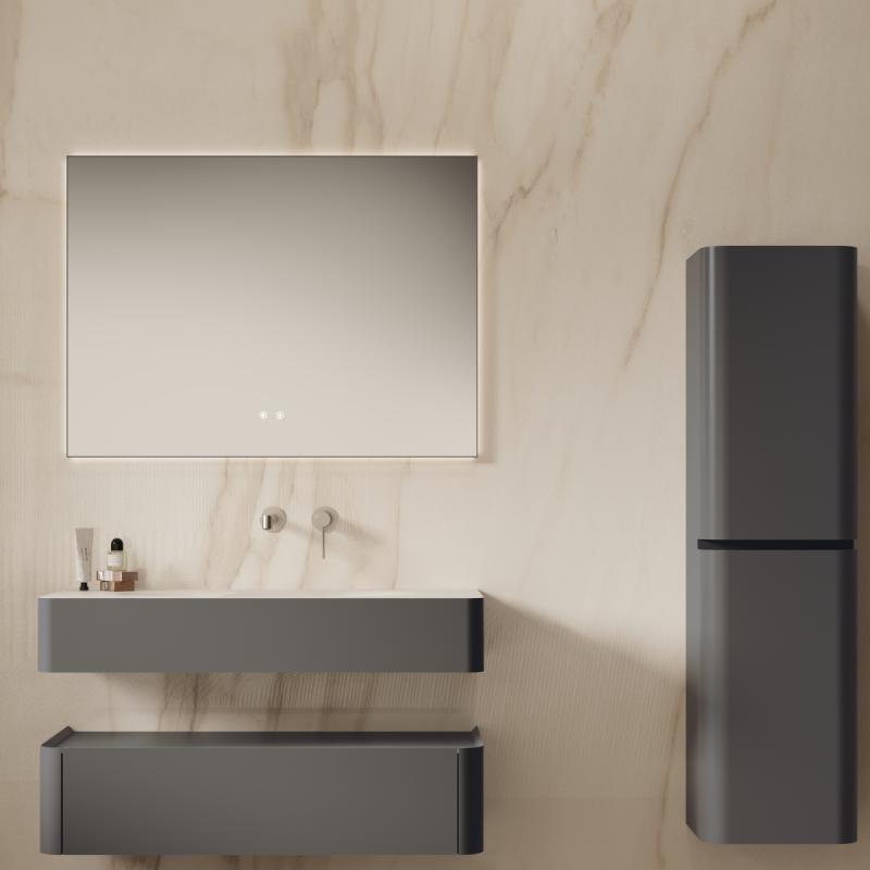 База под раковину Caprise 1000 подвесная, 1 выкатной ящик soft close, серый матовый Vincea