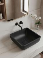 Раковина для ванной накладная Uperwood Florida квадратная, бетон, цвет черный 2092020329 фото в интернет-магазине Русалия