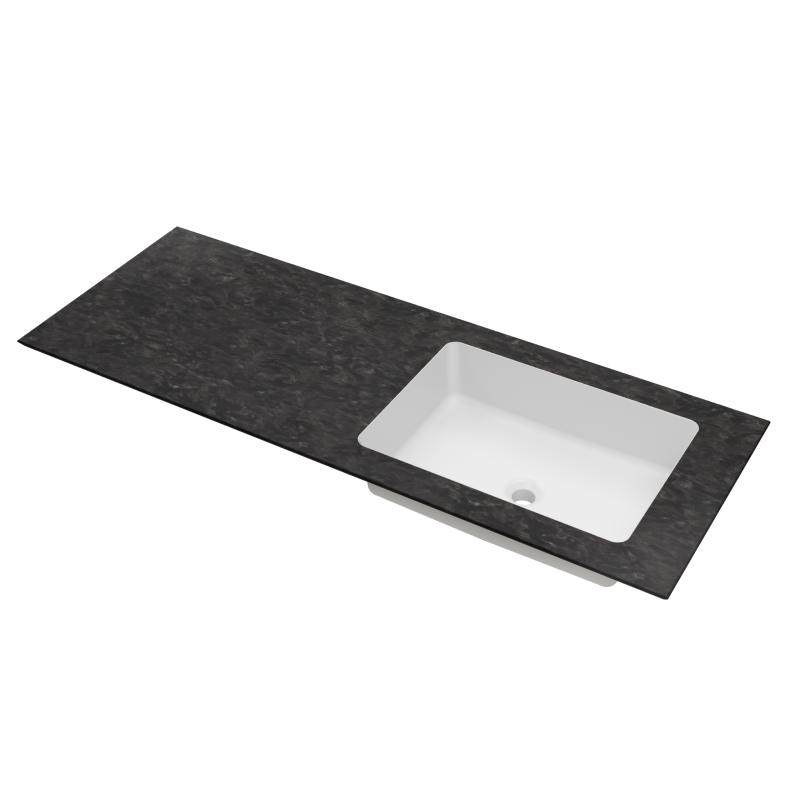 Столешница из натурального мрамора с интегрированной раковиной VWTB-4LX140VB-R,правая,черный Версаче Vincea