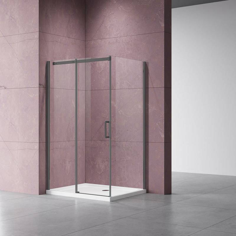 Душевой уголок Dice VSR-4D8012CLGM, 1200*800, вороненая сталь, стекло прозрачное Vincea