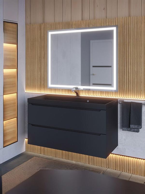 Тумба с раковиной Uperwood Tanos-Classic Quartz 100 см, черная/уголь
 3930421701