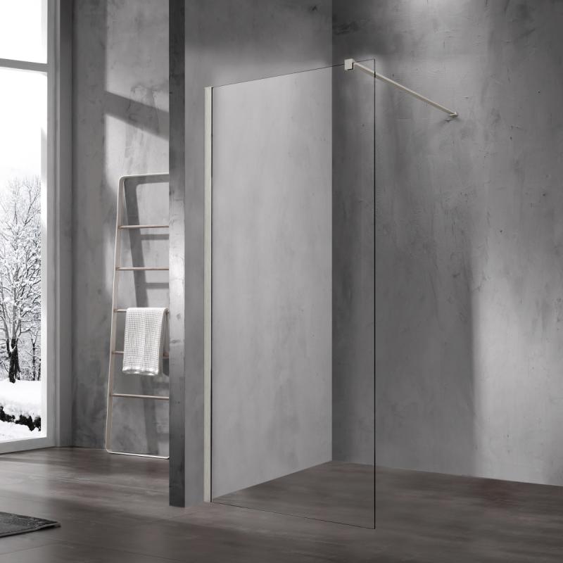 Душевая перегородка Walk-In VSW-1H110CLBN, 1100*2000, брашированный никель, стекло прозрачное Vincea