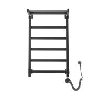 Электрический полотенцесушитель Квадро Плюс с полкой П6 500х800 ER черный, черный, матовый Domoterm фото в интернет-магазине Русалия