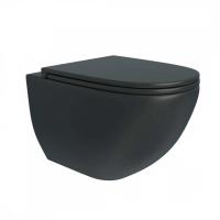 Унитаз подвесной безободковый Linus Black SH0111 с сиденьем-микролифт, черный матовый SHRUDERS фото в интернет-магазине Русалия