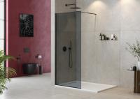 Душевая перегородка CEZARES LIBERTA-L-1-80-GR-NERO тонированное (графит), профиль черный фото в интернет-магазине Русалия