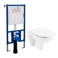 Сет LORANTO Инсталляция + Azario Pavia (круглый) подвесной безободковый унитаз с сиденьем микролифт (4501+AZ-2142) фото в интернет-магазине Русалия