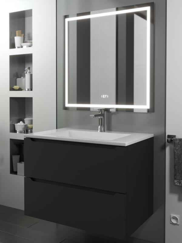 Тумба с раковиной Uperwood Tanos-Next 70 см, подвесная, черная матовая 2900000093