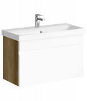 Подвесная тумба 80  Smart дуб балтийский SRT0108DB + умывальник MODUO SLIM 80 UM-MOD80SL/1 Aqwella фото в интернет-магазине Русалия