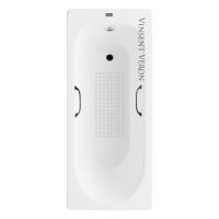 Ванна чугунная Vinsent Veron Soissons 170x70x42 с квадратными черными матовыми ручками и антискользящим покрытием VCN1707042H/VH0012BL-AS фото в интернет-магазине Русалия