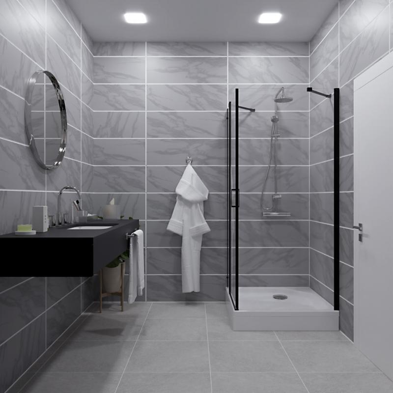 Душевой уголок «Йота-Блэк», 90х90, квадр, подд (3 места+сифонD90мм) Тритон Щ0000054037