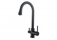 Смеситель для кухни с подключением к фильтру воды AQUATEK (полукруглый излив), матовый черный AQ1085MB фото в интернет-магазине Русалия