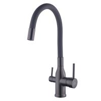 Смеситель для кухни FASHUN "на две воды", оружейная сталь/серый (A4363-17) фото в интернет-магазине Русалия