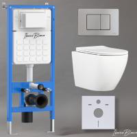 Комплект 3 в 1 инсталляция, унитаз безободковый белый BILBAO ALTO (IB.BLA.231.1B1), клавиша смыва хром матовый, нержавеющая сталь  INOX-C (IB.B011.003.002), IBERICA BLANCA фото в интернет-магазине Русалия