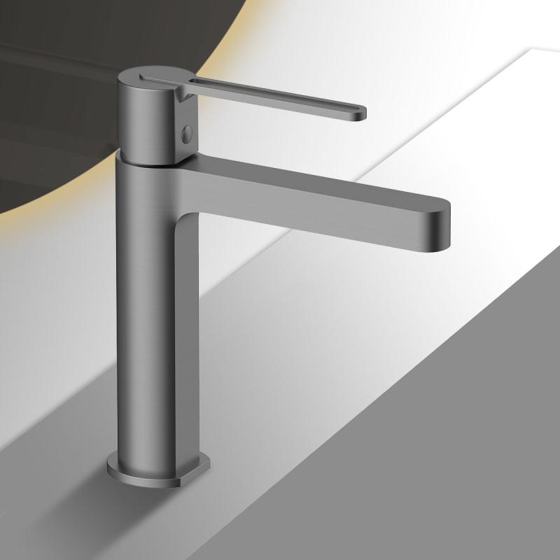 Смеситель для раковины Rondo VBF-1R1GM однорычажный, вороненая сталь Vincea