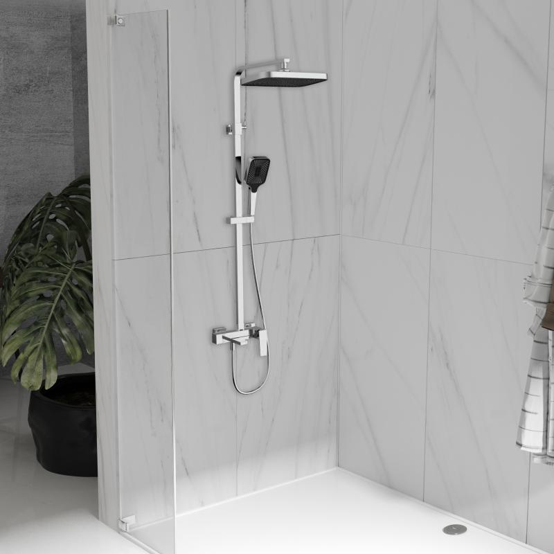 Душевая стойка Cube VSFS-4C12CH с изливом, хром Vincea