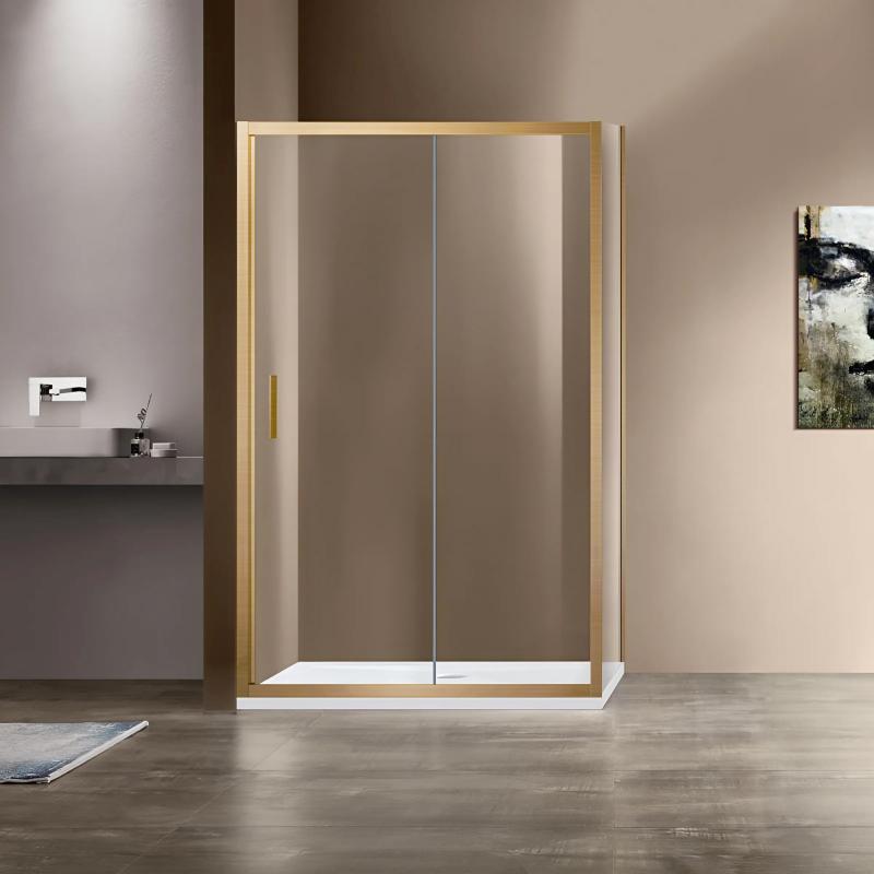 Душевой уголок Garda VSR-1G8015CLG, 1500*800, брашированное золото, стекло прозрачное Vincea