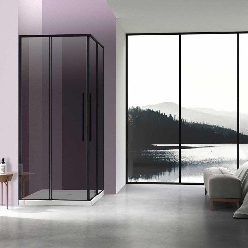 Душевой уголок Slim-N VSS-4SN8010CGB, 1000*800, черный, стекло тонированное Vincea