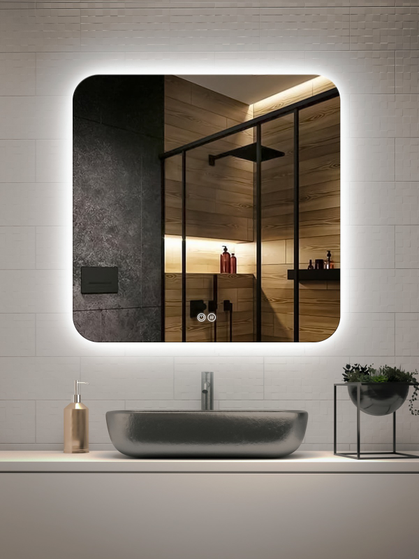 Зеркало LED VLM-3BE7007-2 700х700 c сенсорным выключателем и диммером, антизапотевание Vincea