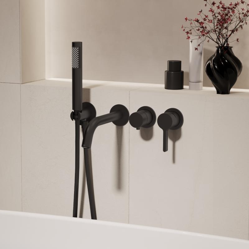 Смеситель для ванны Villa VTFW-1VL1MB, встраиваемый, черный Vincea