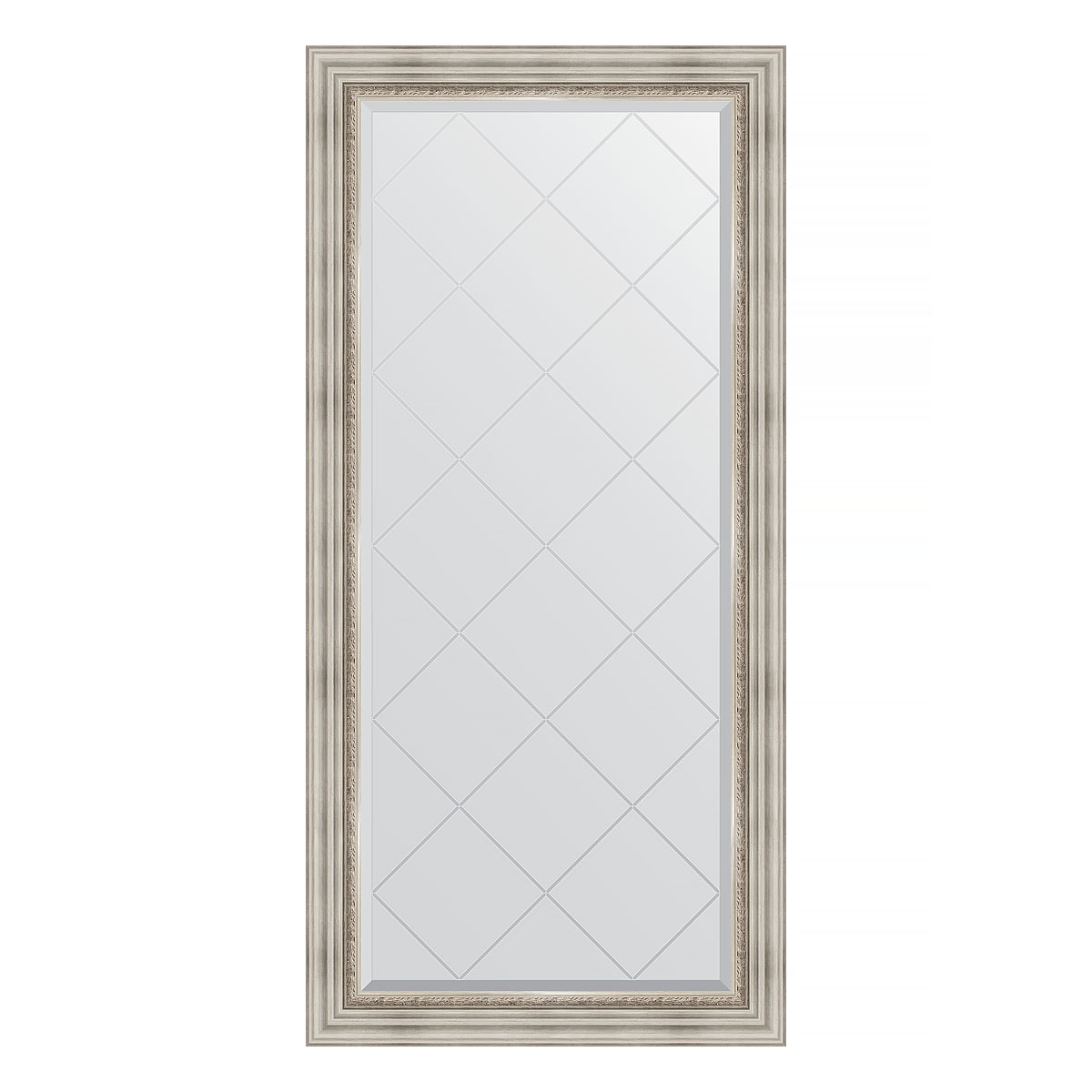 Зеркало настенное с гравировкой EVOFORM в багетной раме римское серебро, 76х158 см, BY 4276