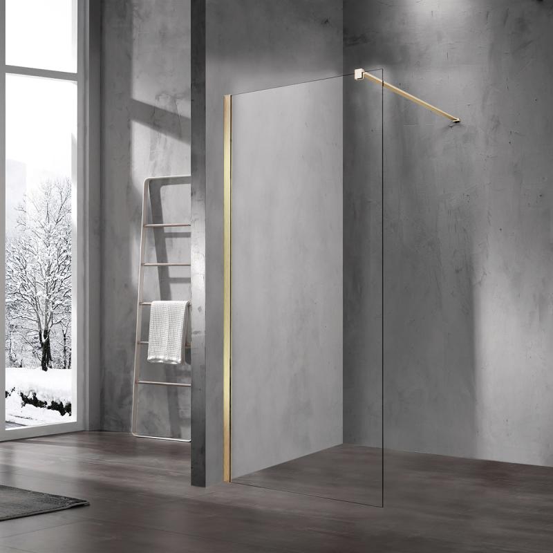 Душевая перегородка Walk-In VSW-1H900CLG, 900*2000, матовый золотой, стекло прозрачное Vincea