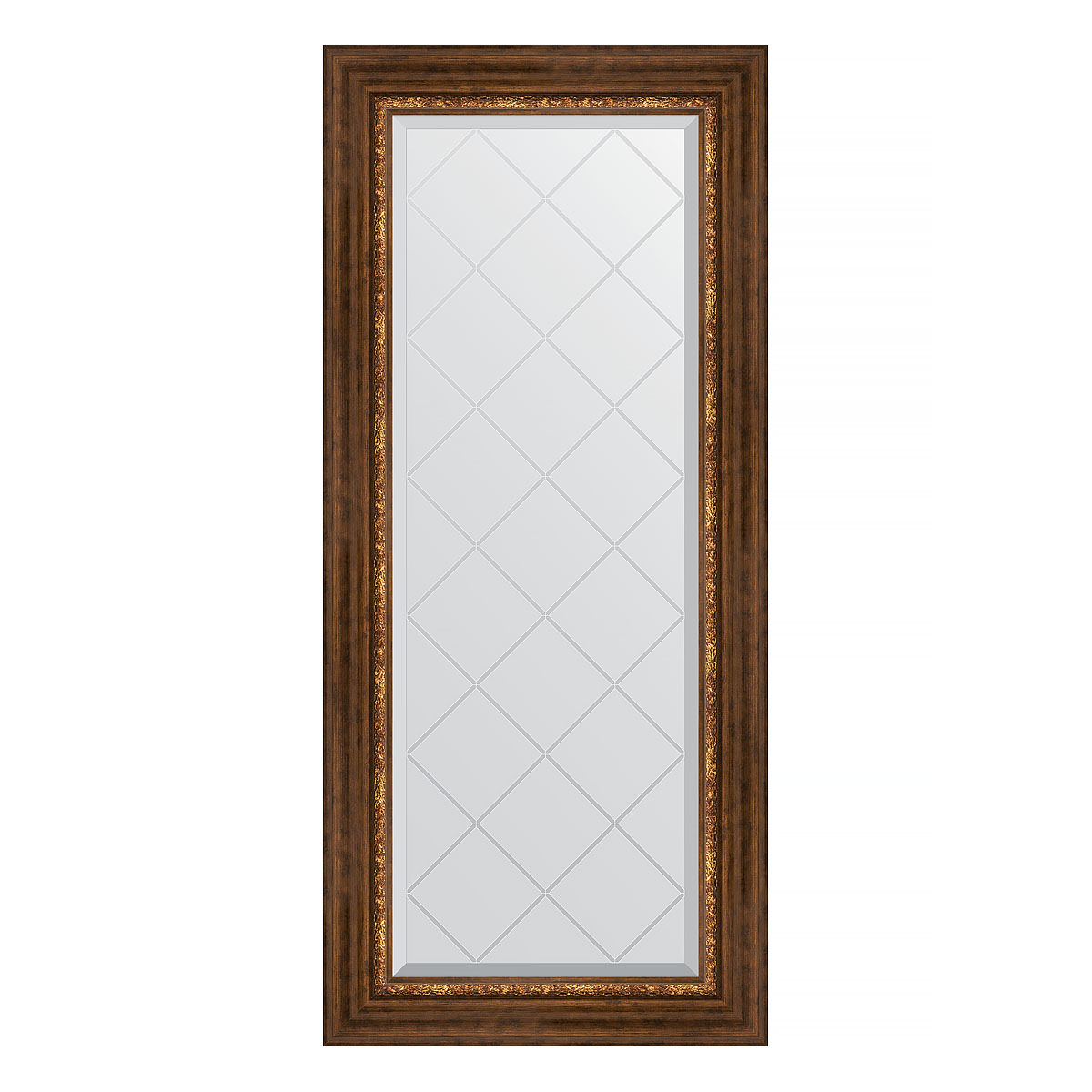 Зеркало настенное с гравировкой EVOFORM в багетной раме римская бронза, 56х126 см, BY 4062
