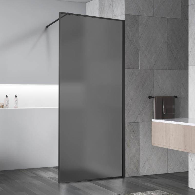 Душевая перегородка Walk-In VSW-1HP900GFB, 900*2000, черный матовый, стекло матовое тонированное Vincea