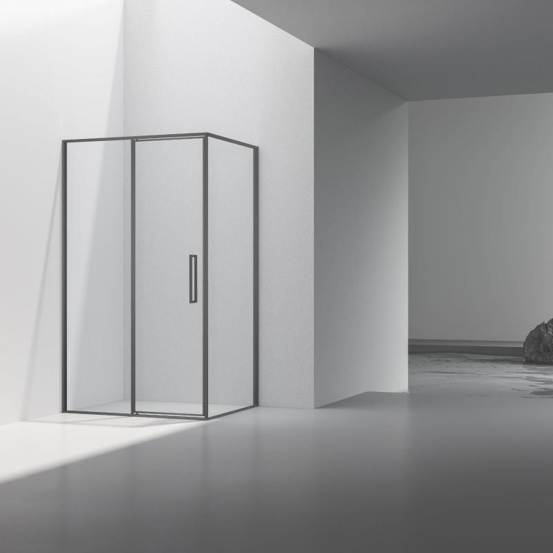 Душевой уголок Slim 8mm VSR-4SLP9012CLGM, 1200*900, вороненая сталь, стекло прозрачное Vincea