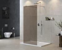 Душевая перегородка CEZARES LIBERTA-L-2-80-BR-Cr тонированное (бронза), профиль хром фото в интернет-магазине Русалия