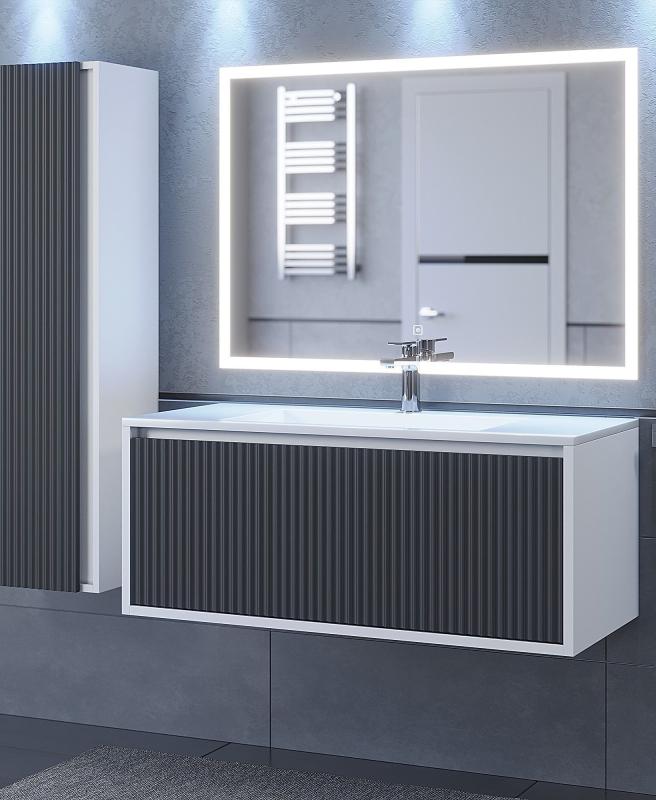 Тумба с раковиной Uperwood Next Premium подвесная, 100 см, белая/графит, 1 ящик 3930205170