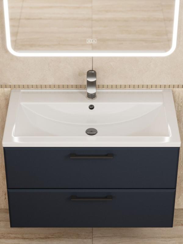 Тумба с раковиной для ванной Uperwood Foster New 80 см, подвесная, черная KFosterNEW80b