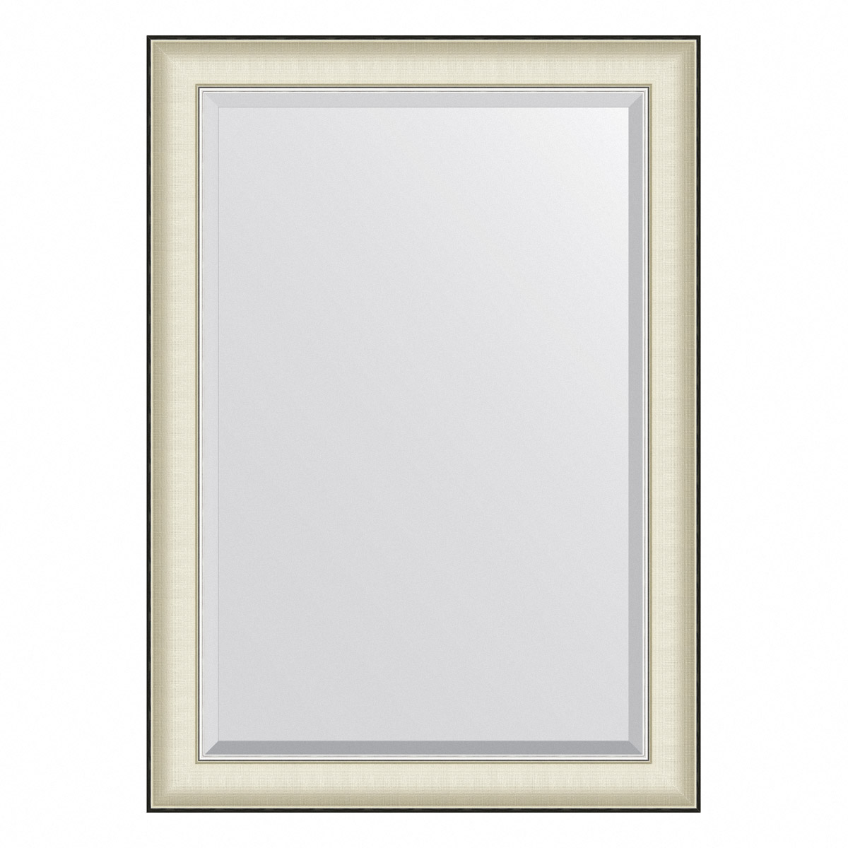 Зеркало настенное с фацетом EVOFORM в багетной раме белая кожа с хромом, 74х104 см, BY 7452