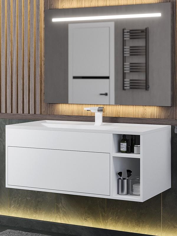 Тумба с раковиной для ванной Uperwood Lotus Premium подвесная, 100 см, белая 39340207463