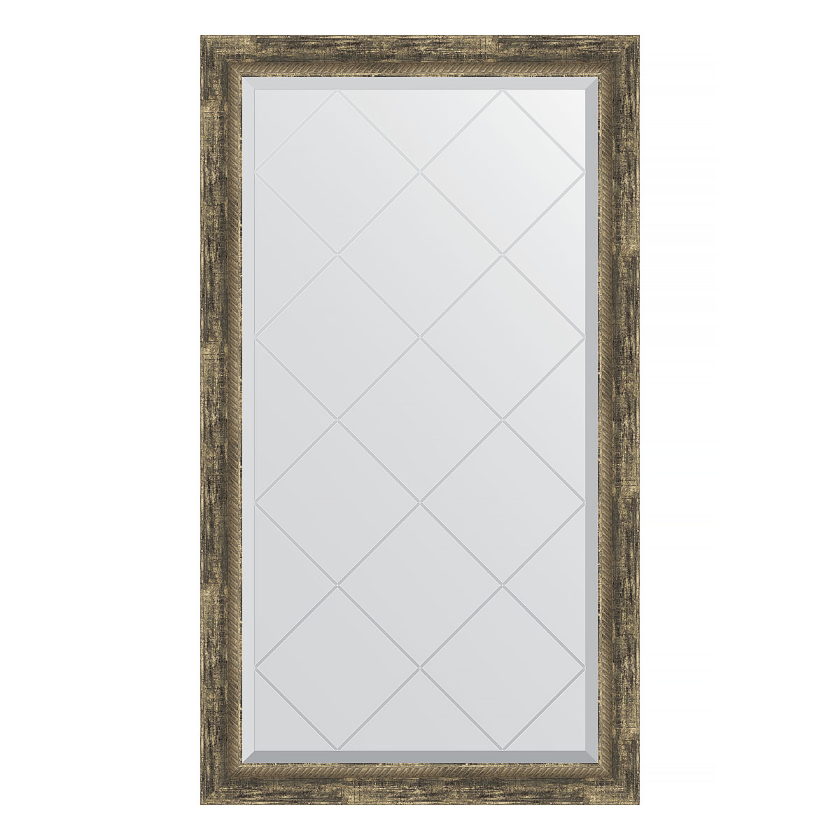 Зеркало настенное с гравировкой EVOFORM в багетной раме старое дерево с плетением, 73х128 см, BY 4221