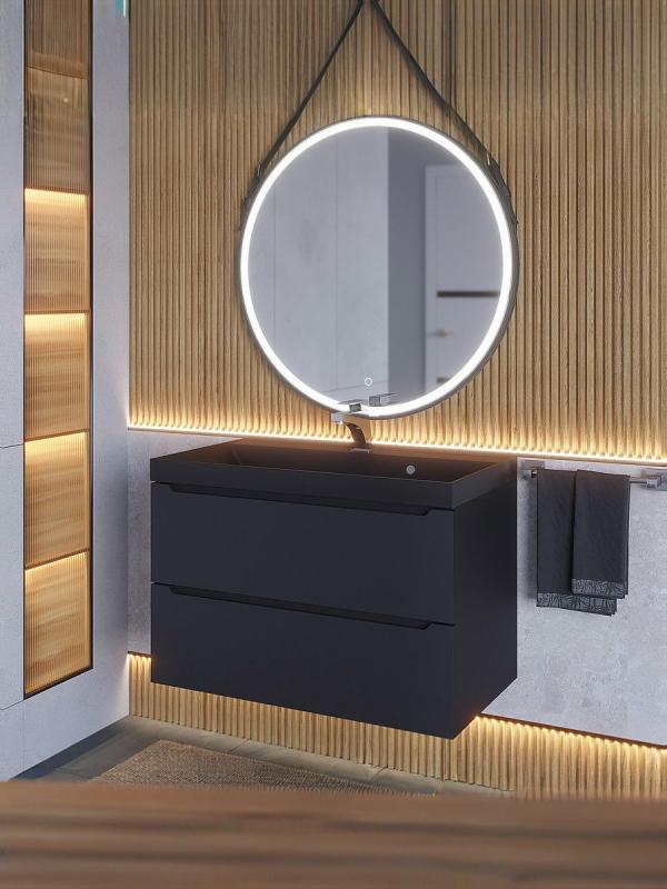 Тумба с раковиной Uperwood Tanos-Classic Quartz 80 см, черная/уголь
 3930421700