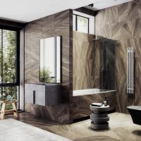 Неподвижная шторка для ванны в широком профиле 90 см, стекло тонированное (графит), профиль хром матовый MGV-83-5ш Maybah Glass фото в интернет-магазине Русалия