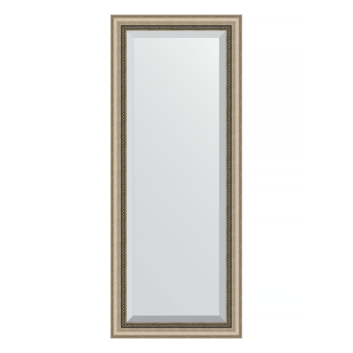 Зеркало настенное с фацетом EVOFORM в багетной раме состаренное серебро с плетением, 58х143 см, BY 1162