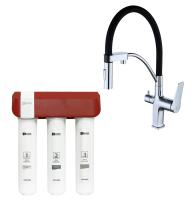 Комплект Lemark Смеситель LM3074C для кухни с гибким изливом + Фильтр для очистки жесткой воды OPTIMA, защита от накипи (LM3074C086) фото в интернет-магазине Русалия