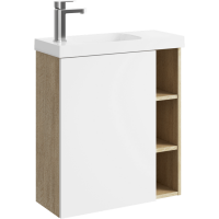 Подвесная тумба 60  Alba дуб давос ALB0106LDD+ALB0706WM + умывальник Compact Slim 600 CMPSL.06.04.D Aqwella фото в интернет-магазине Русалия