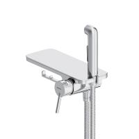 773500001 Jupiter, смеситель монтируемый в стену с гиг. душем и полкой, хром фото в интернет-магазине Русалия