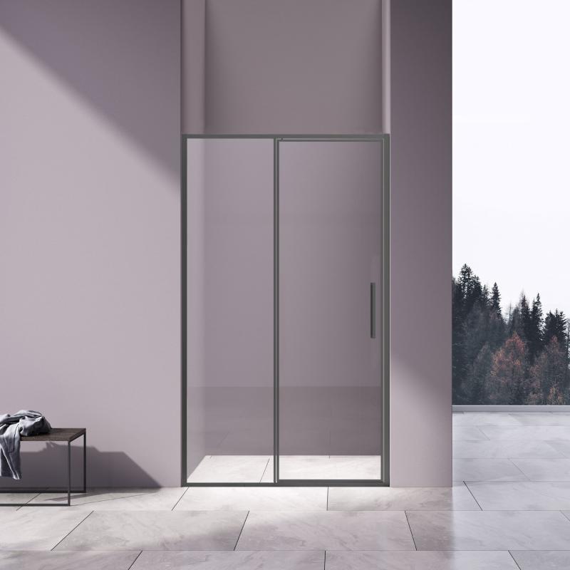 Душевая дверь Slim 8mm VDP-4SL120CLGM, вороненая сталь, стекло прозрачное Vincea