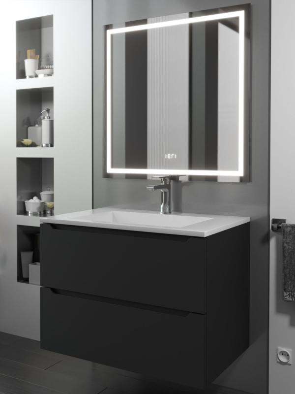 Тумба с раковиной Uperwood Tanos-Next 80 см, подвесная, черная матовая 290000011