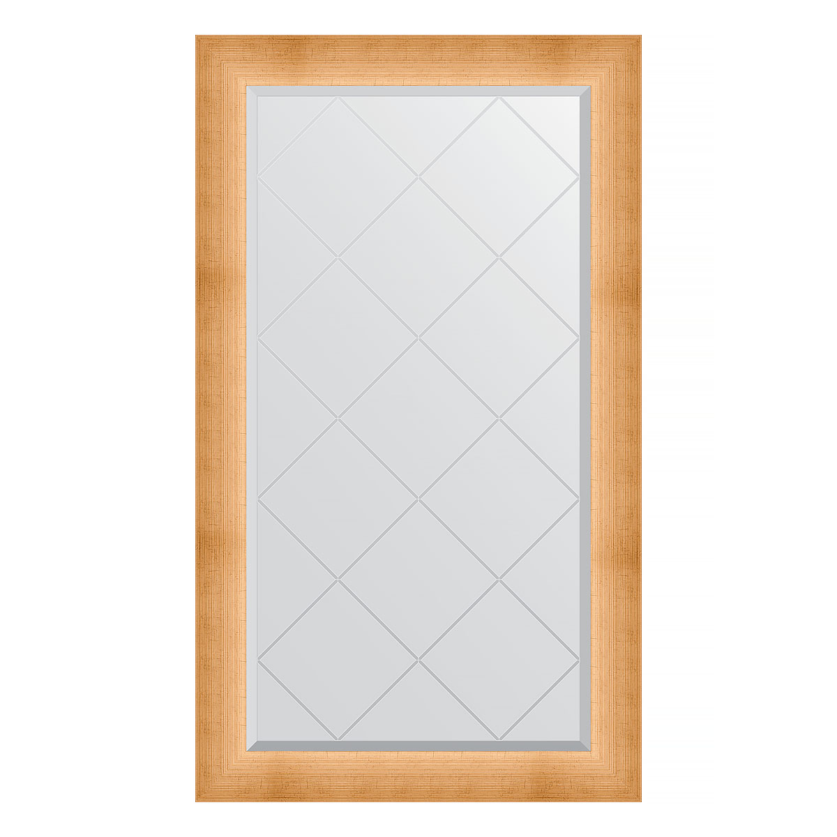 Зеркало настенное с гравировкой EVOFORM в багетной раме травленое золото, 76х131 см, BY 4522