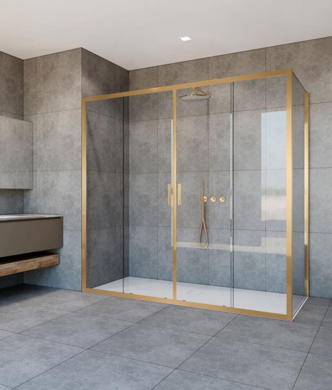 Душевой уголок Garda VSR-1G21017CLG, 1700*1000, брашированное золото, стекло прозрачное Vincea
