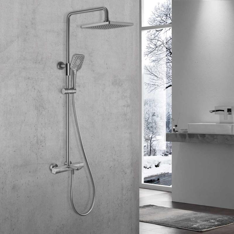 Душевая стойка Next VSFS-1N1TGM термостатическая, вороненная сталь Vincea